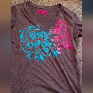 Fox V neck tee shirt